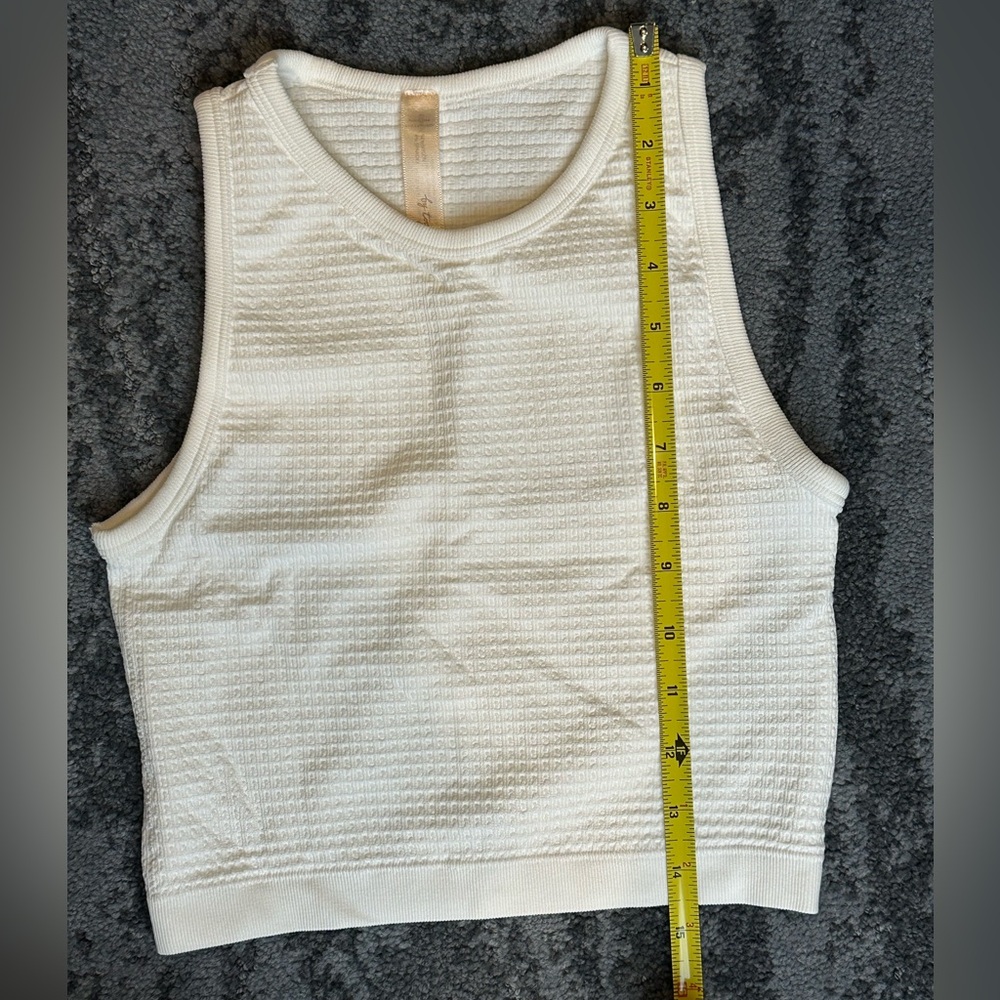 Women's Cream Crop Top with Texture Fabric, Stretch size Small